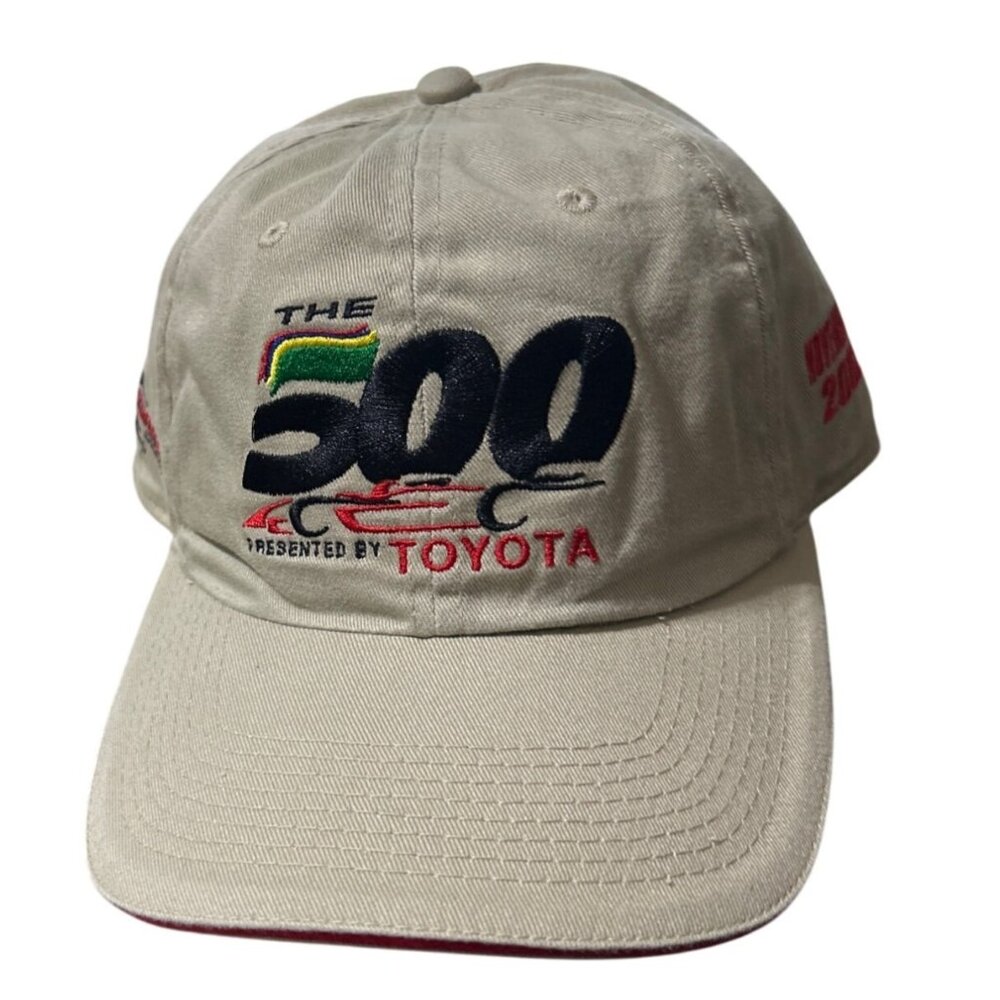 Vtg California Speedway 500 Hat Beige  NASCAR Cap Presented By Toyota Nov 3 2002
